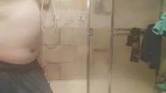 Play First Time Verified Model Westlloyd Showering with a 12inch Cock Sleeve On - Solo White Male Action